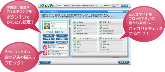 「i-フィルター」のかんたん管理画面